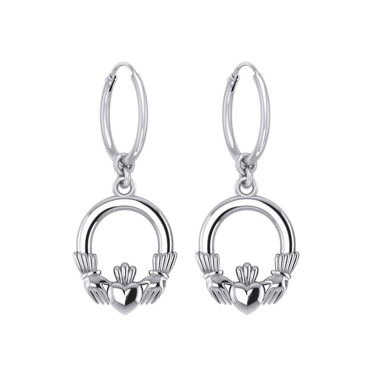 Irish Claddagh Silver Hoop Earrings TER2099