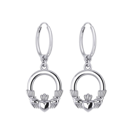 Irish Claddagh Silver Hoop Earrings TER2099