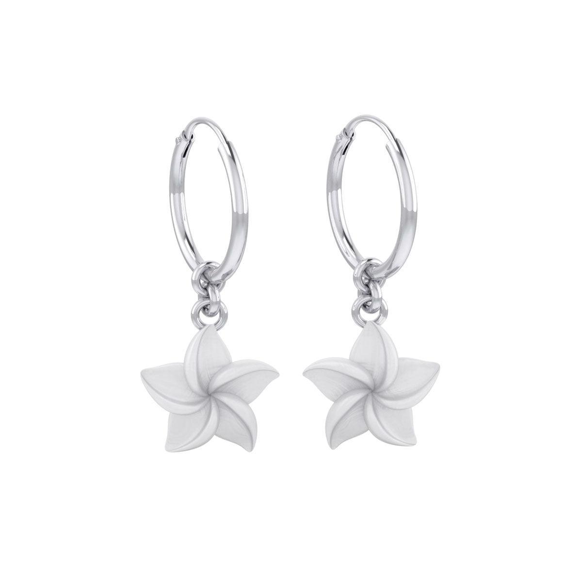 Plumeria - Hawaii National Flower Silver ฺHoop Earrings TER2100