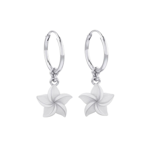 Plumeria - Hawaii National Flower Silver ฺHoop Earrings TER2100