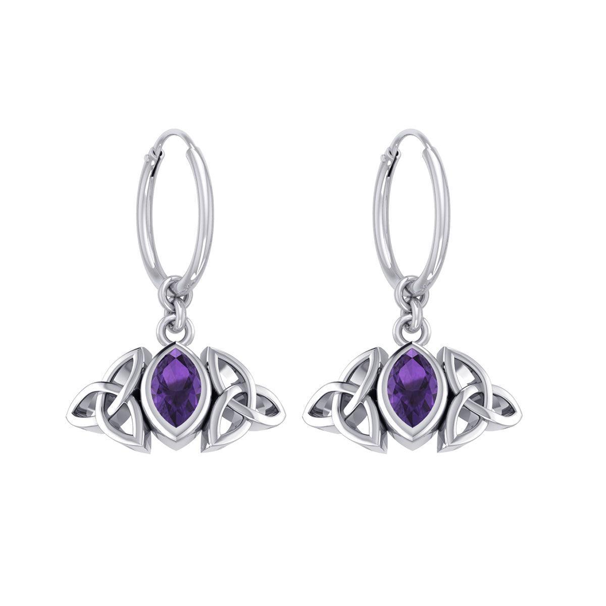 A Beautiful Tribute ~ Celtic Trinity Knot Silver Hoop Earrings TER2101