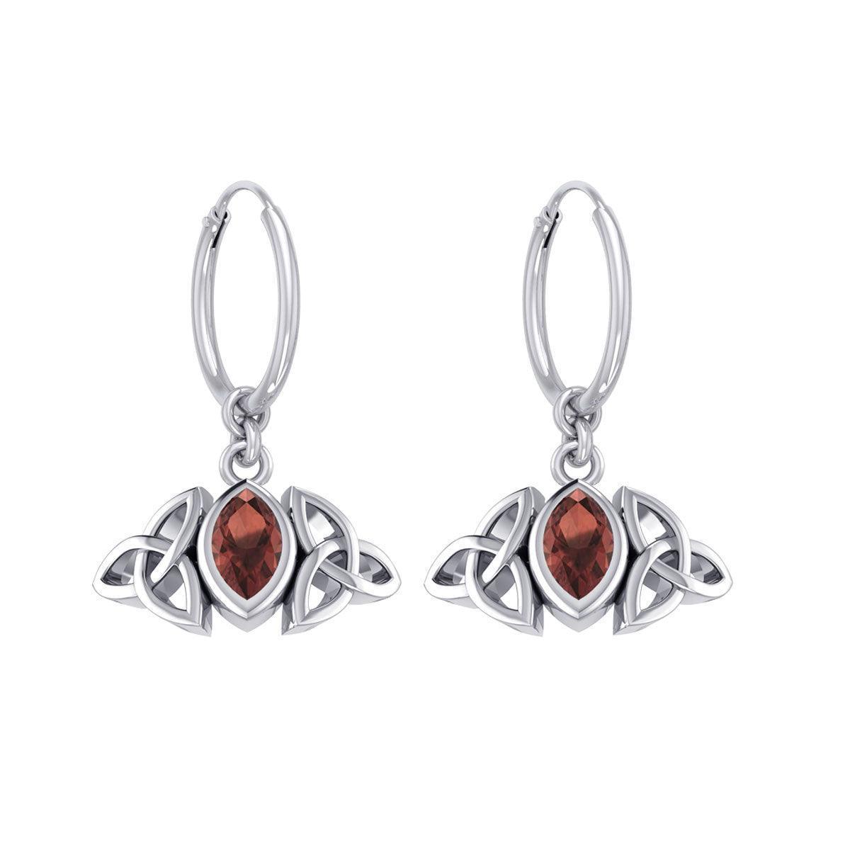 A Beautiful Tribute ~ Celtic Trinity Knot Silver Hoop Earrings TER2101