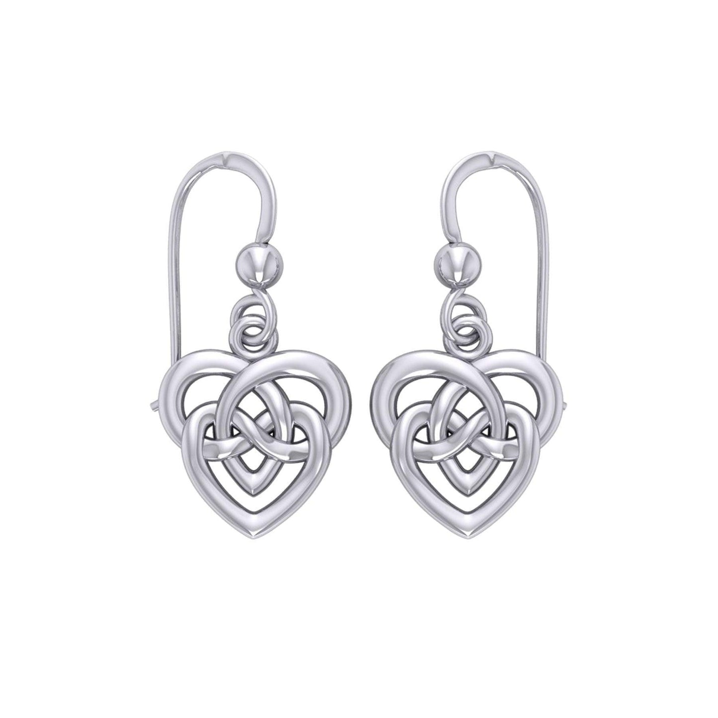 Celtic Infinity Knotwork Heart Silver Earrings TER2159