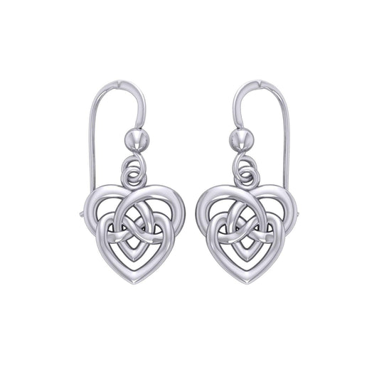Celtic Infinity Knotwork Heart Silver Earrings TER2159