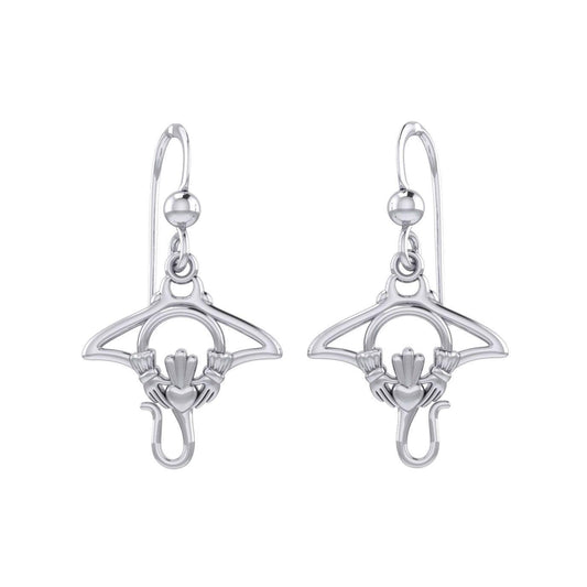 The Manta Ray Silver Earrings with Claddagh Symbol TER2167