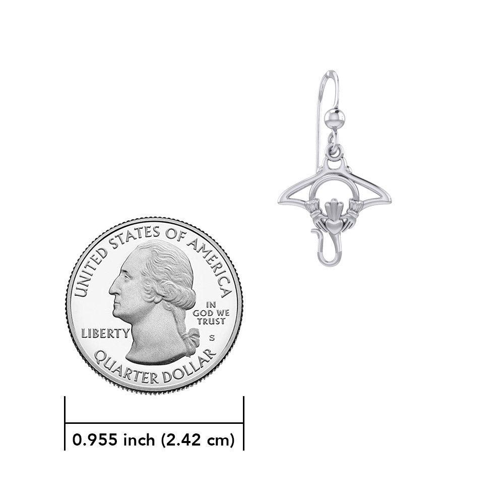 The Manta Ray Silver Earrings with Claddagh Symbol TER2167 - peterstone.dropshipping