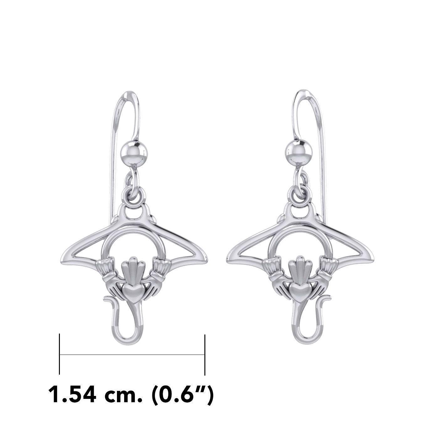The Manta Ray Silver Earrings with Claddagh Symbol TER2167
