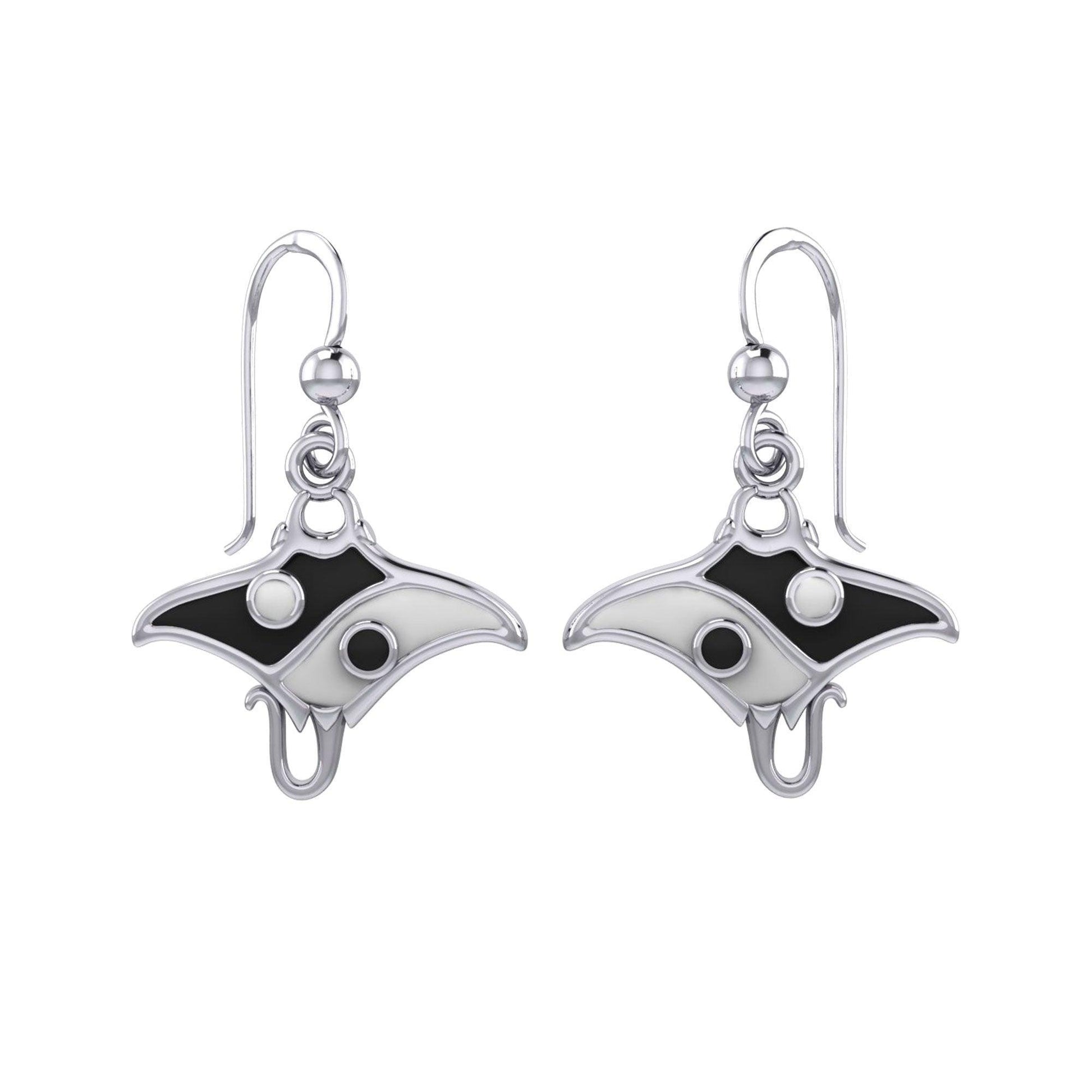 The Manta Ray with Yin Yang Symbol Silver Earring TER2168