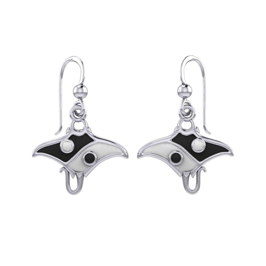 The Manta Ray with Yin Yang Symbol Silver Earring TER2168