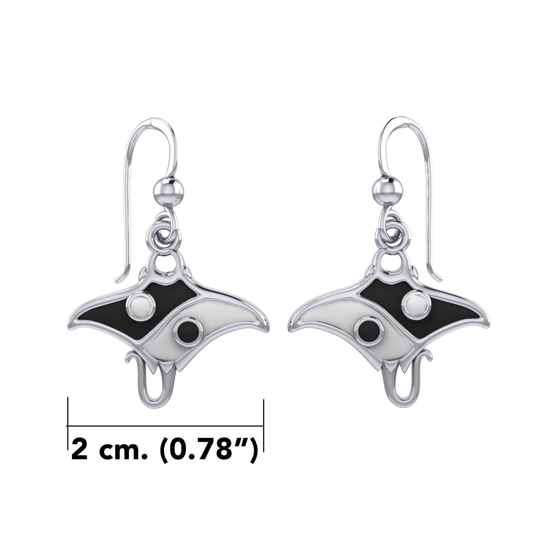 The Manta Ray with Yin Yang Symbol Silver Earring TER2168