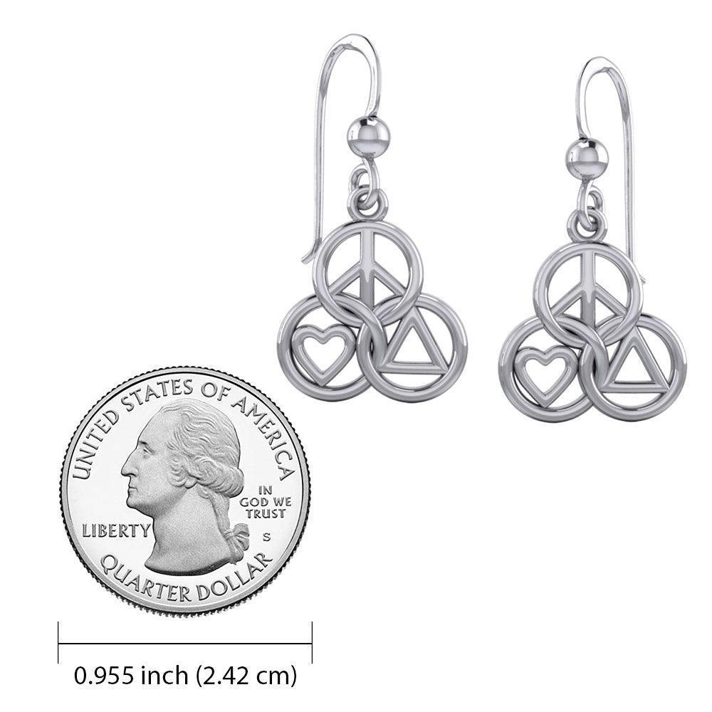 Peace, Love and Recovery in Borromean rings Silver Earrings TER2169