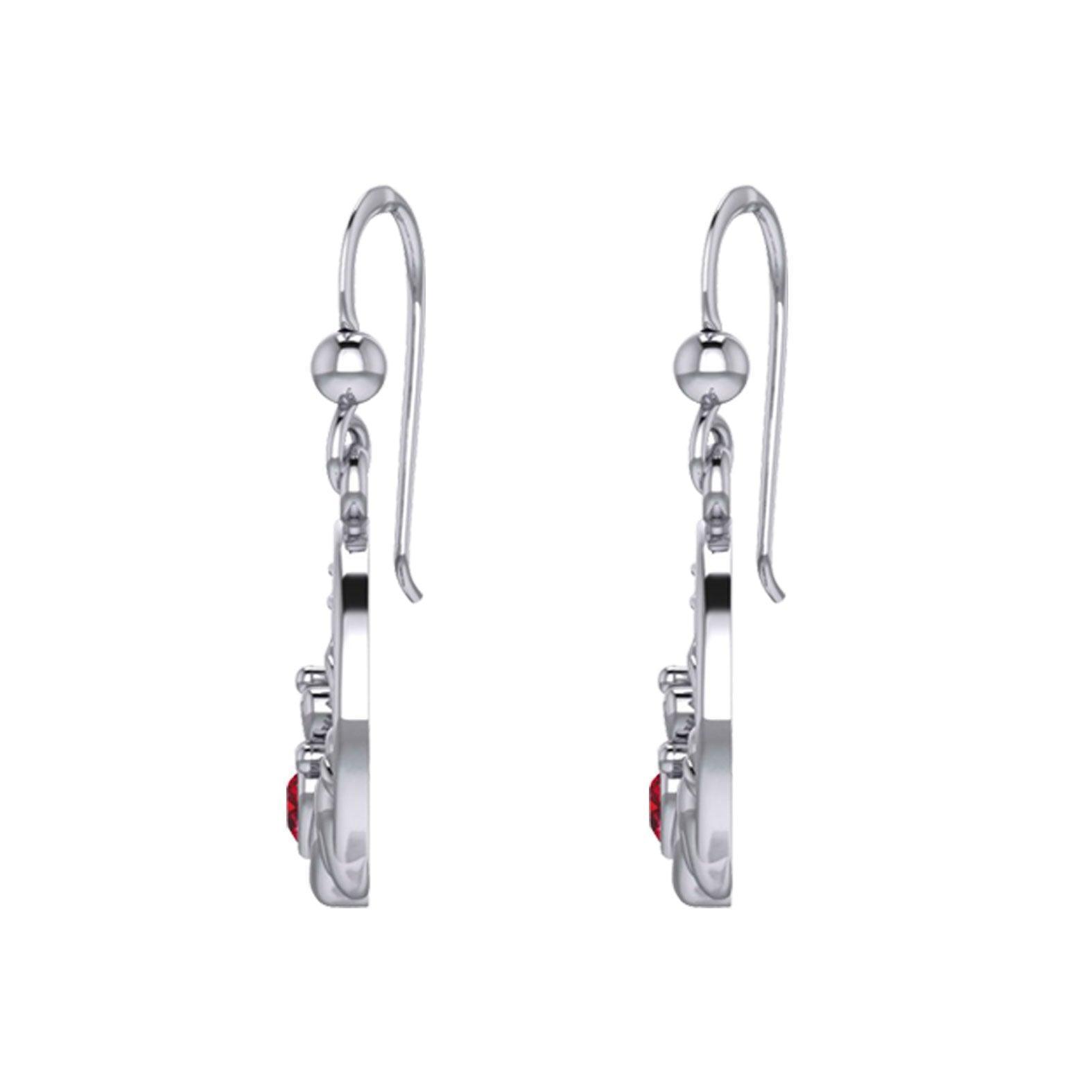 Claddagh on Celtic Moon Silver Earrings with Heart Gemstone TER2173