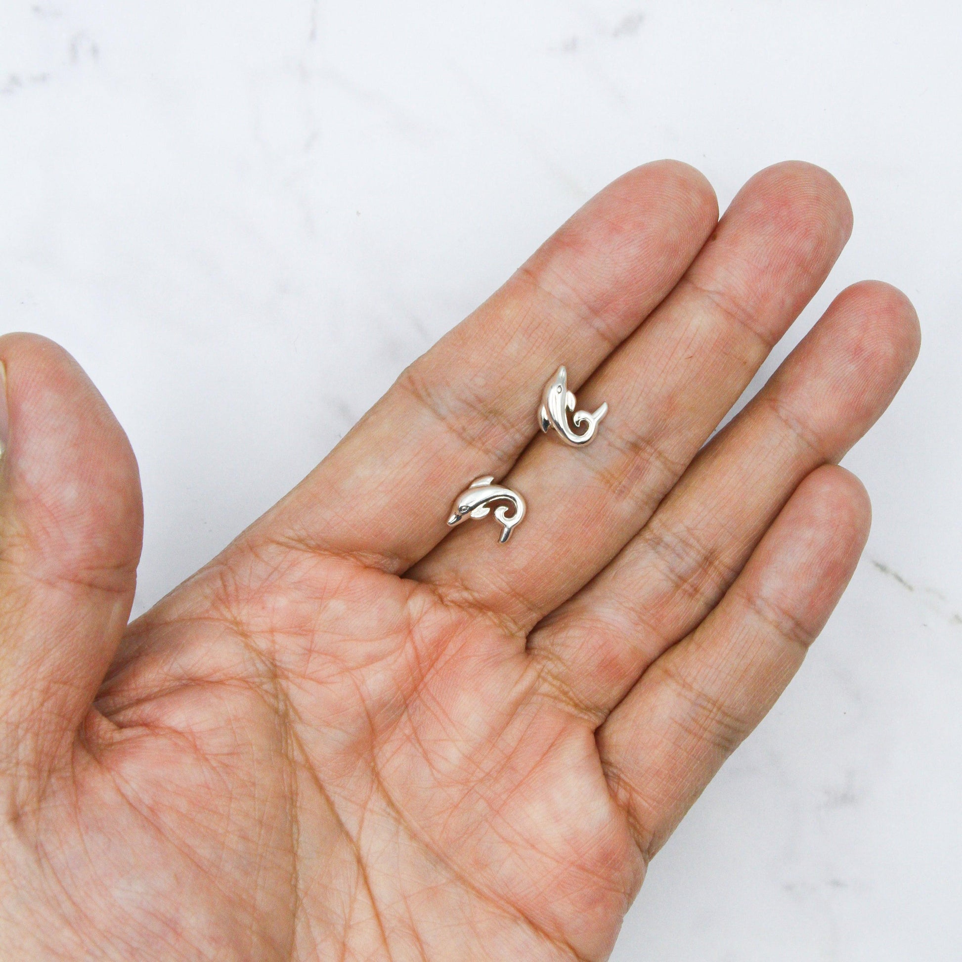 Sterling Silver Friendly Dolphin Post Earring by Peter Stone - TER2182 - Wholesale Jewelry