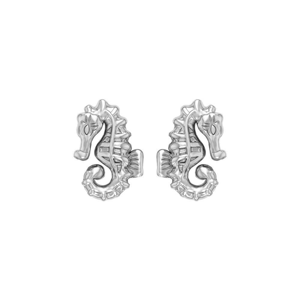 Elegance: Sterling Silver Oceanic Seahorse Post Earring by Peter Stone - TER 2183