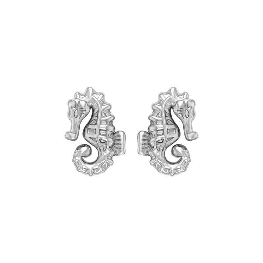 Elegance: Sterling Silver Oceanic Seahorse Post Earring by Peter Stone - TER 2183