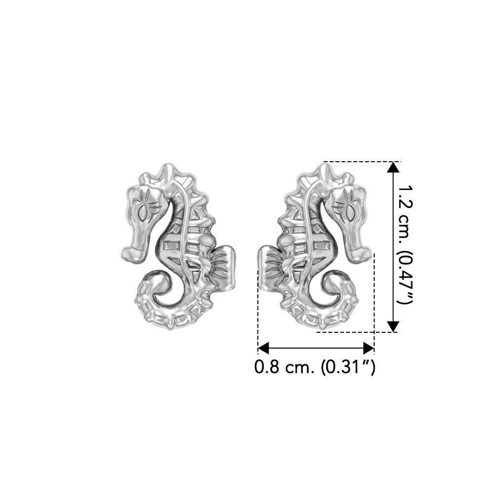 Elegance: Sterling Silver Oceanic Seahorse Post Earring by Peter Stone - TER 2183