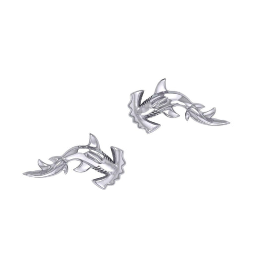 Hammerhead Shark Silver Post Earrings by Peter Stone TER2185 - Wholesale Jewelry