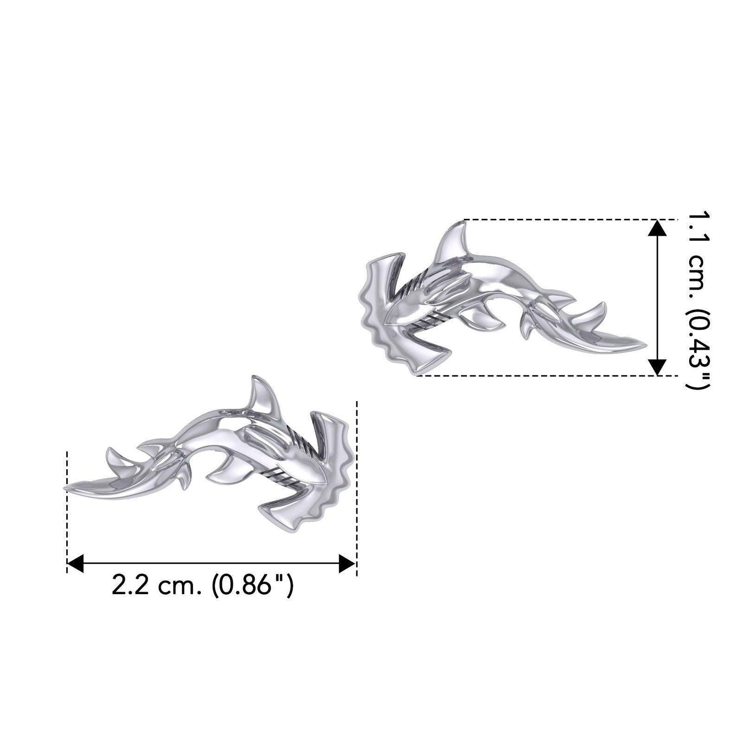 Hammerhead Shark Silver Post Earrings by Peter Stone TER2185 - Wholesale Jewelry