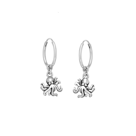 DiveSilver Octopus Sterling Silver Hoop Earrings TER2211