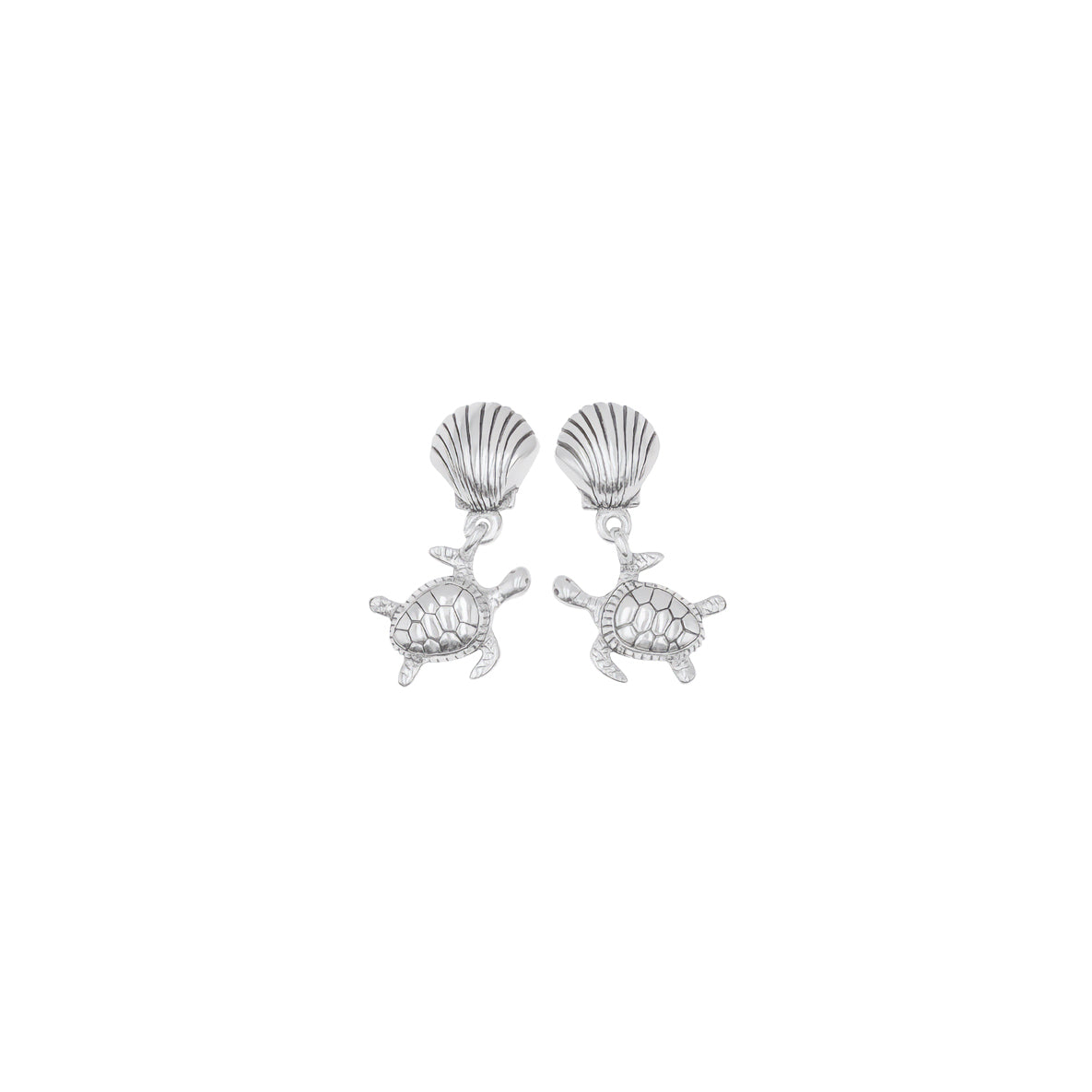 DiveSilver Dangling Sea Turtle Sterling Silver Post Earrings TER2238