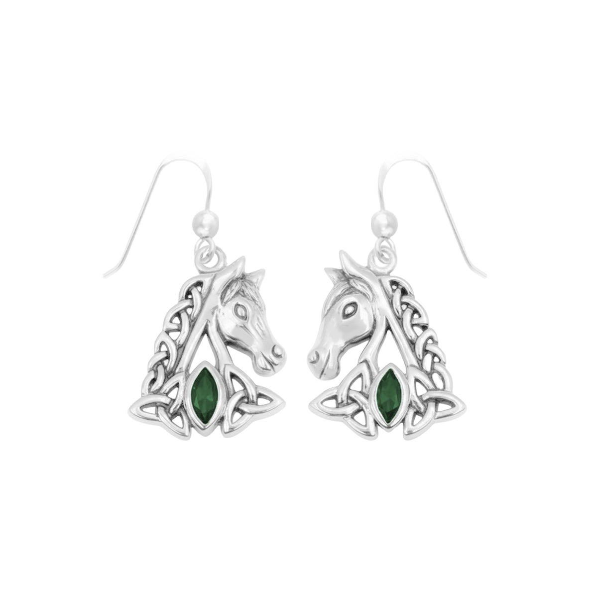 Celtic Horse with Marquise Gemstone Sterling Silver Earrings TER2245*