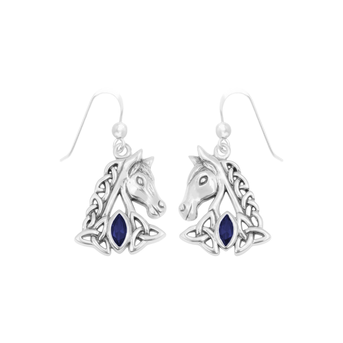 Celtic Horse with Marquise Gemstone Sterling Silver Earrings TER2245*