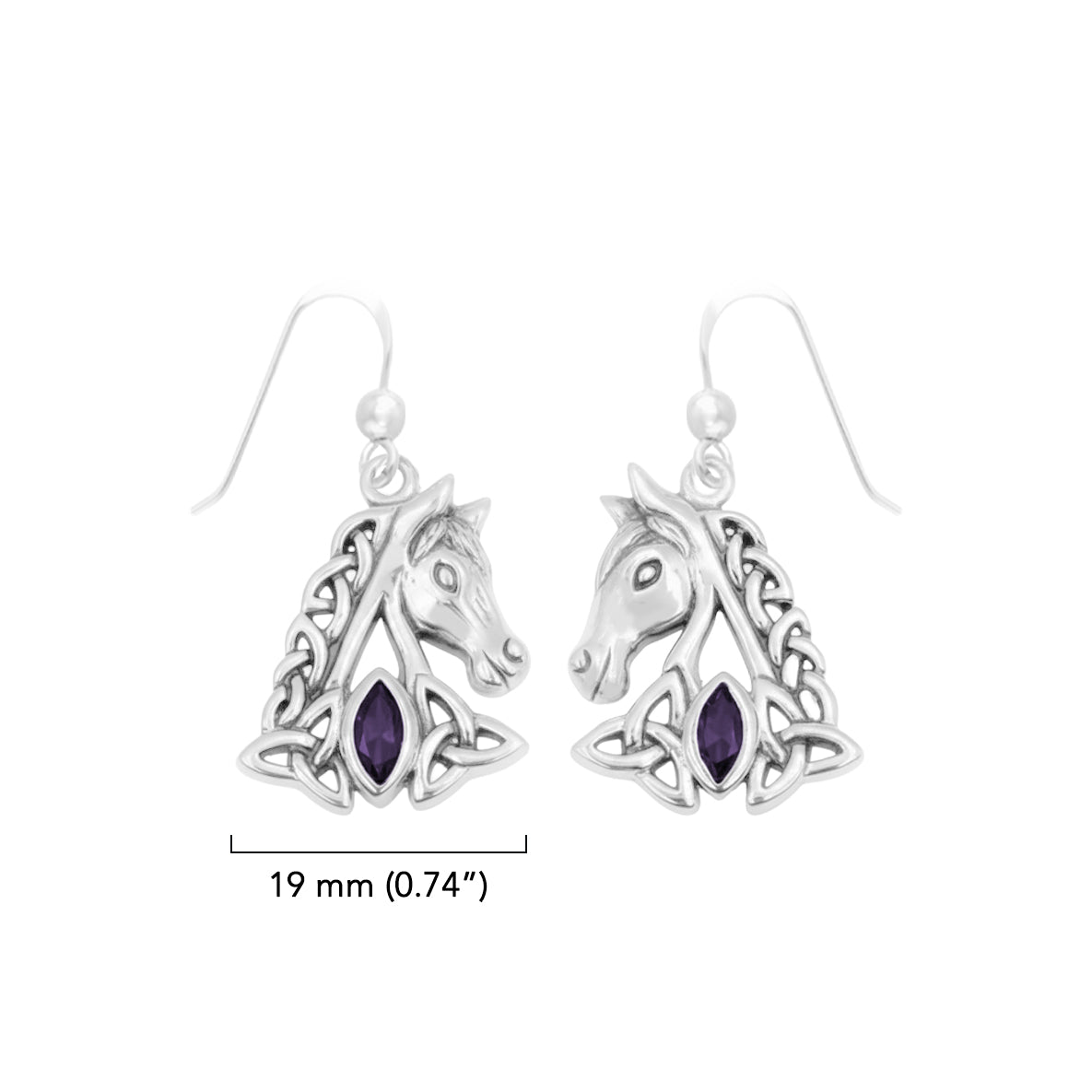 Celtic Horse with Marquise Gemstone Sterling Silver Earrings TER2245*