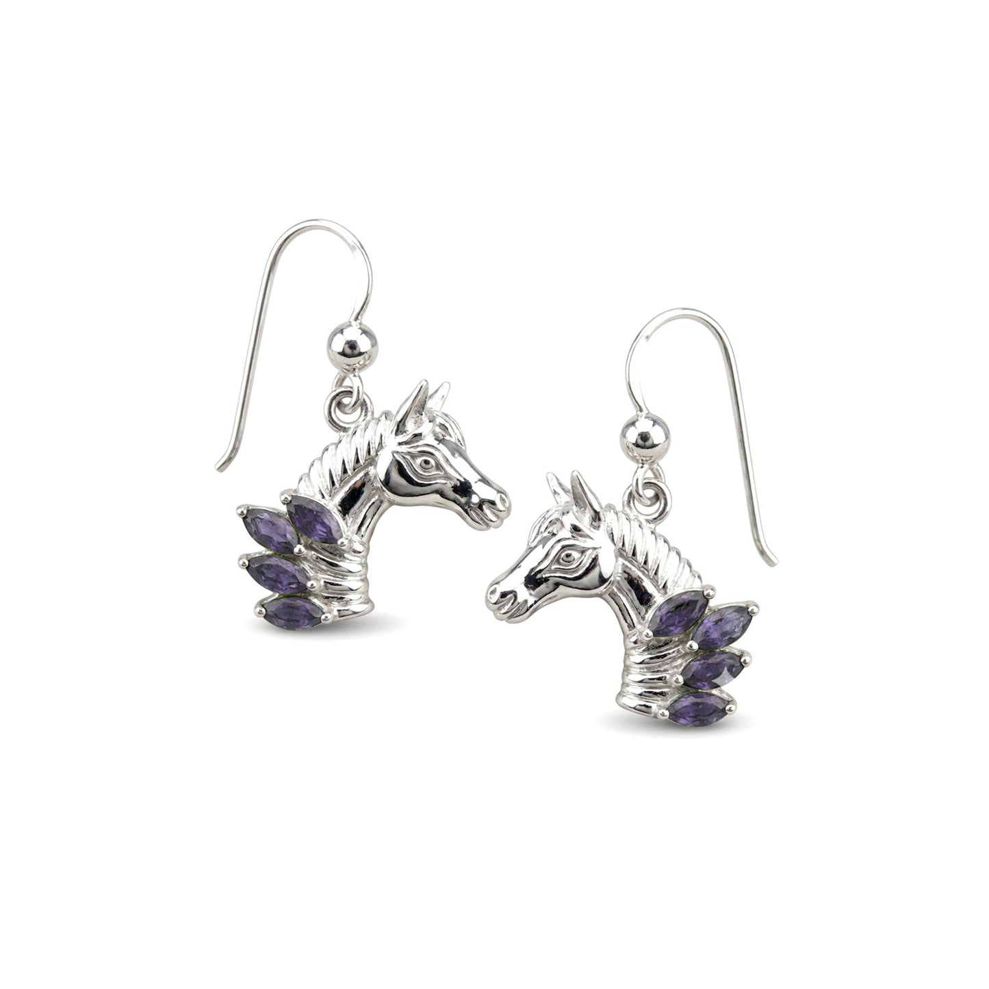 Horse Head with Marquise Gemstone Sterling Silver Earrings TER2246