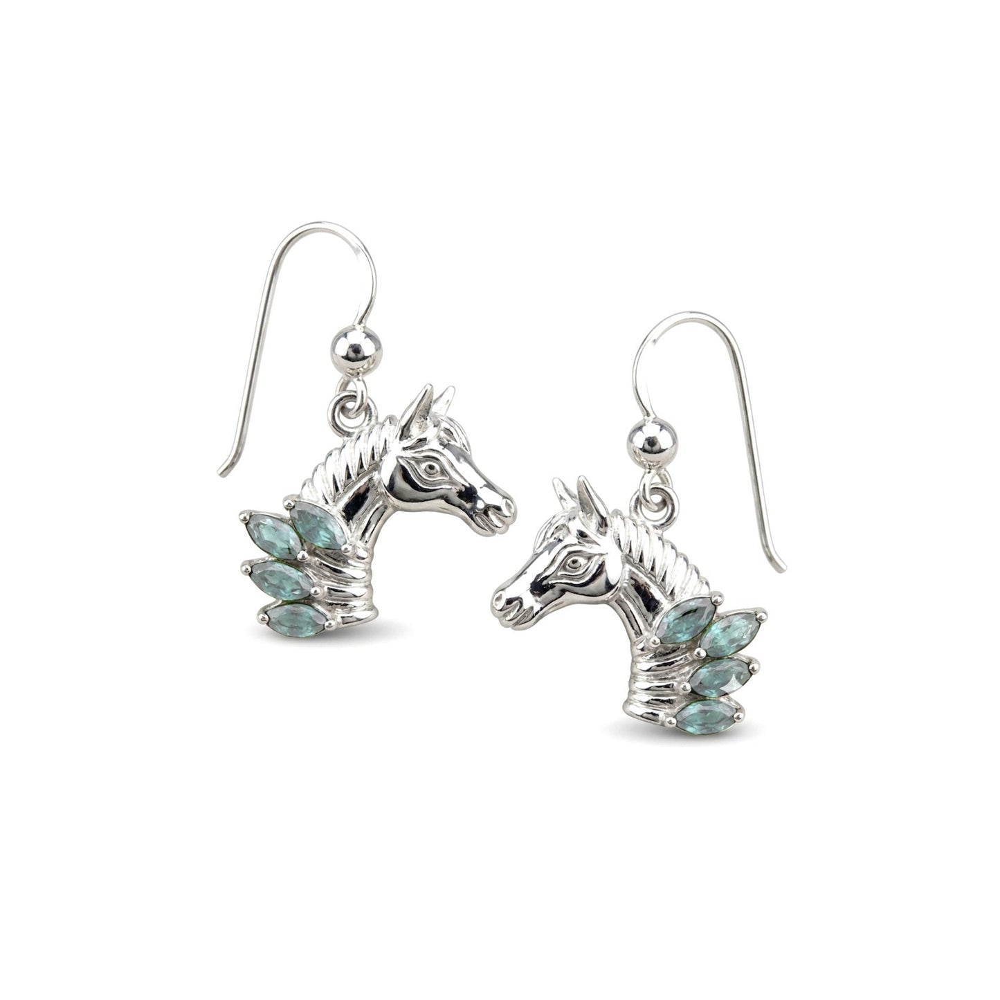 Horse Head with Marquise Gemstone Sterling Silver Earrings TER2246