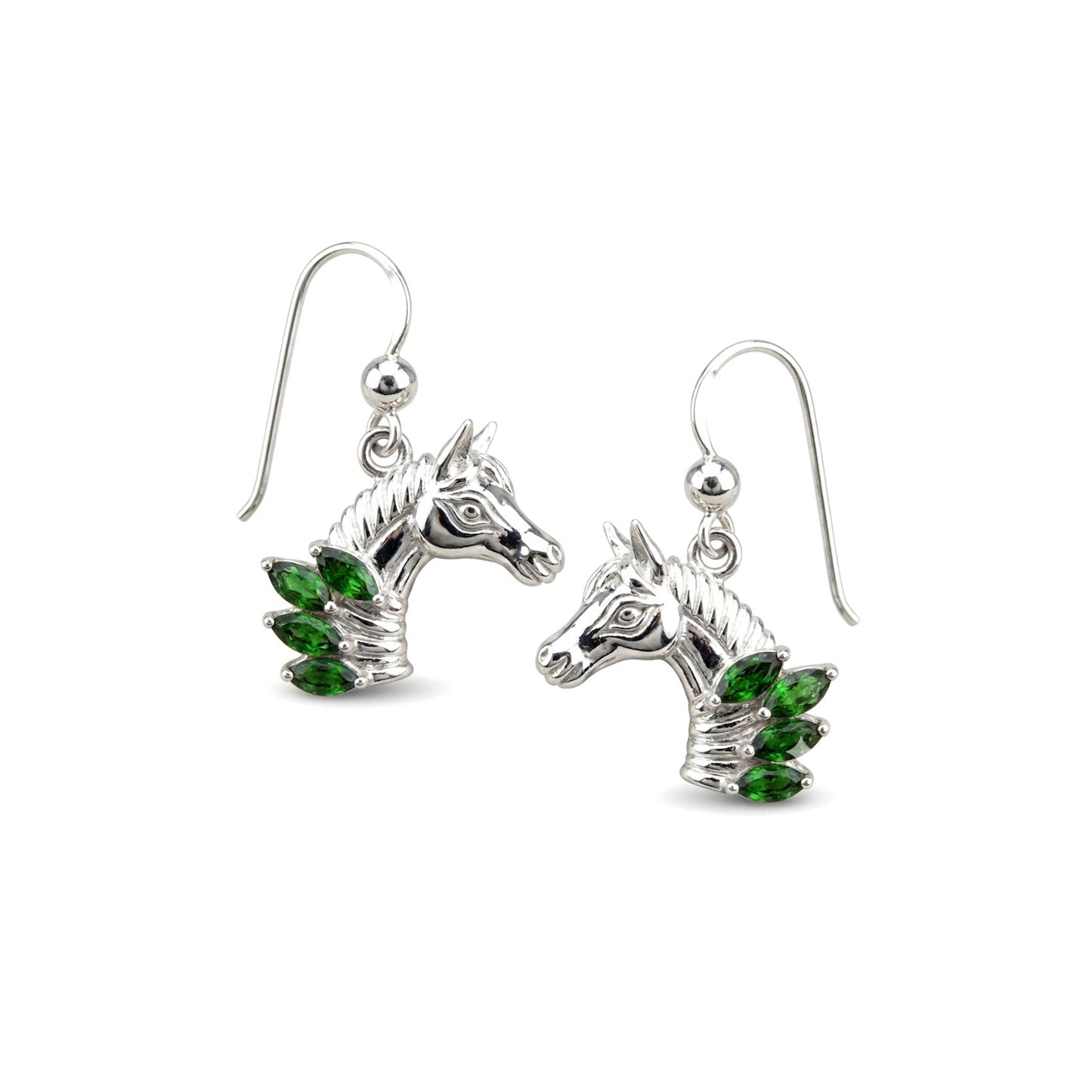 Horse Head with Marquise Gemstone Sterling Silver Earrings TER2246