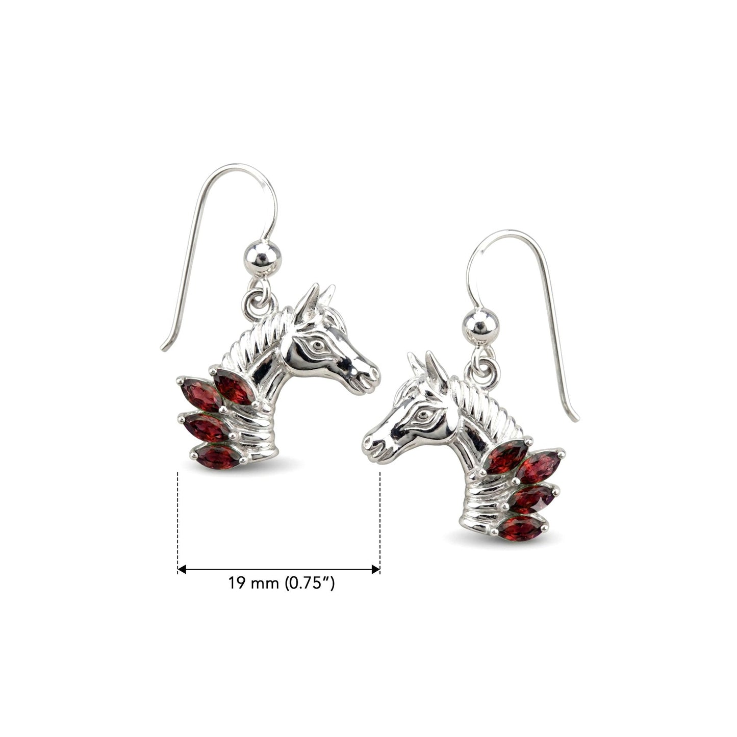 Horse Head with Marquise Gemstone Sterling Silver Earrings TER2246