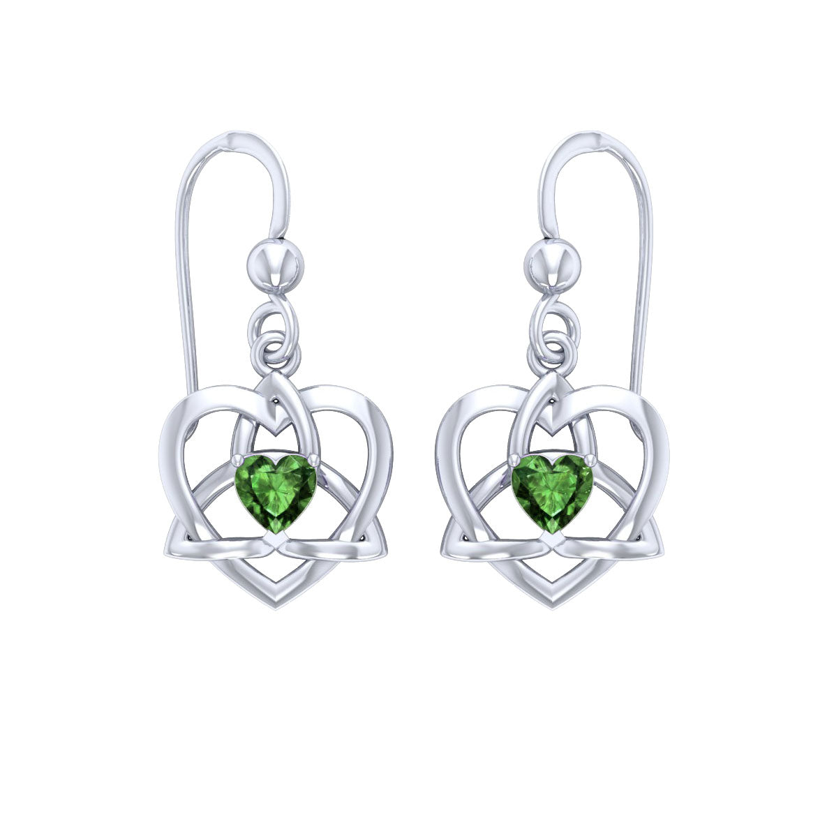 Lightweight Celtic Trinity Heart Silver Earrings with Heart Gemstone TER2249