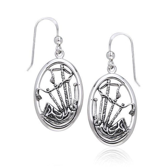 Celtic Bagpipes Silver Earrings TER225