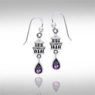 Lighthouse and Gem Silver Earrings TER234