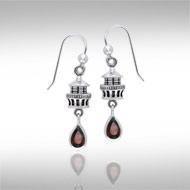 Lighthouse and Gem Silver Earrings TER234