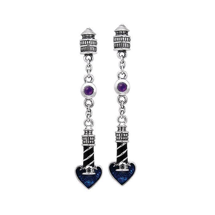 Lighthouse and Heart Silver Earrings TER235