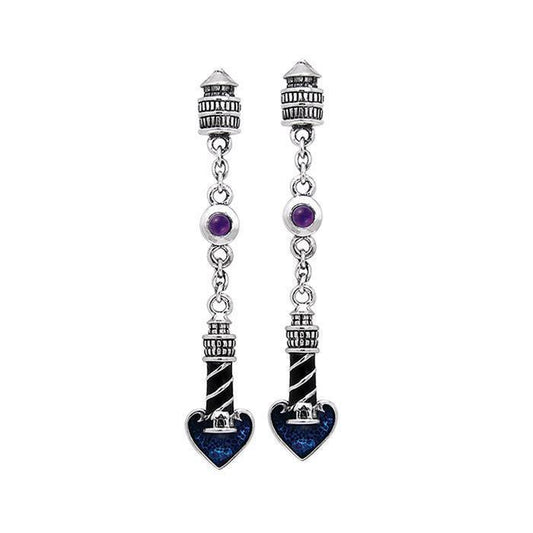 Lighthouse and Heart Silver Earrings TER235