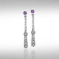 Cape Hatteras Lighthouse and Gem Silver Earrings TER236
