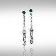 Cape Hatteras Lighthouse and Gem Silver Earrings TER236