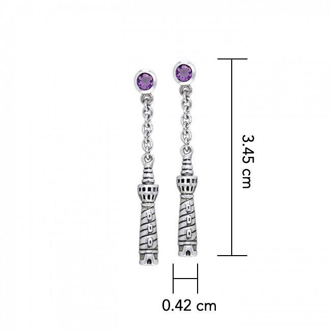 Cape Hatteras Lighthouse and Gem Silver Earrings TER236