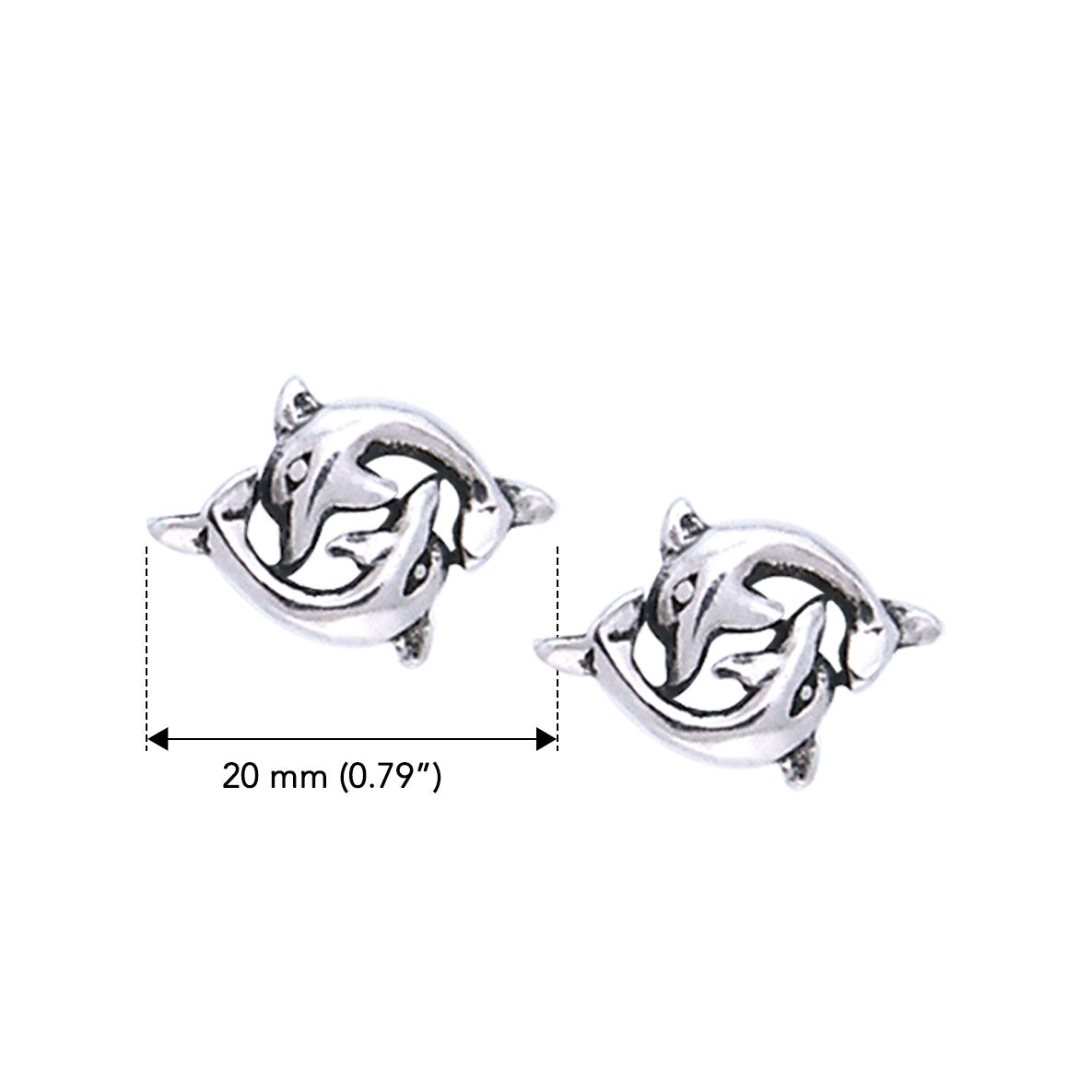 Double Dolphin Sterling Silver Post Earrings TER273