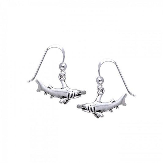 Fierce and courage ~ Sterling Silver Jewelry Hammerhead Shark Hook Earrings TER292