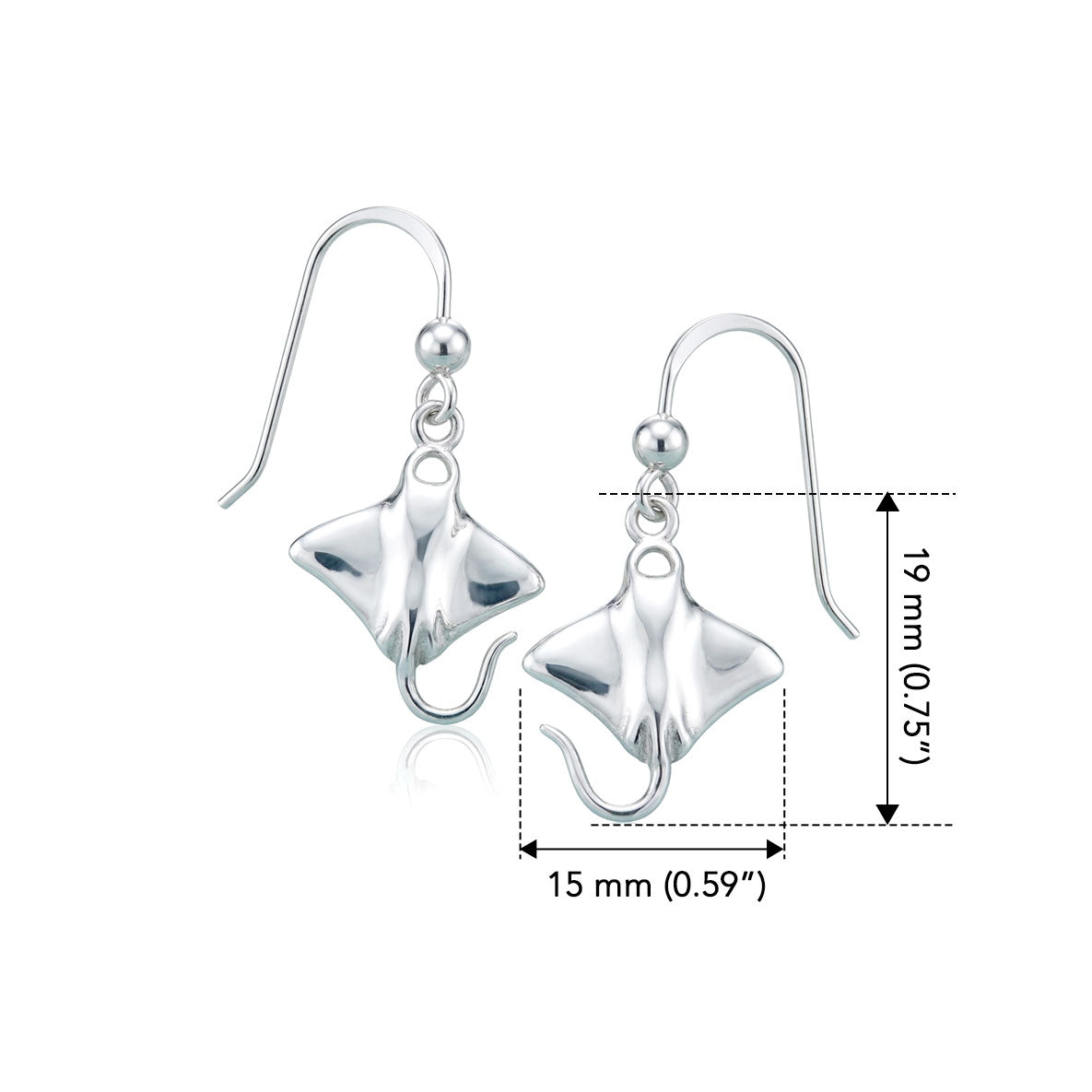 Manta Ray Sterling Silver Earrings TER309