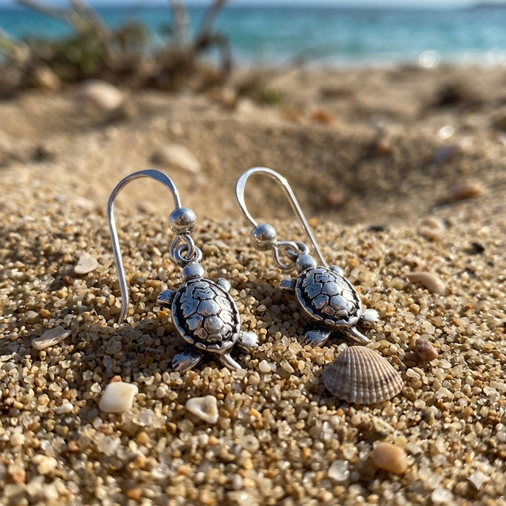 Turtle Sterling Silver Earrings TER343