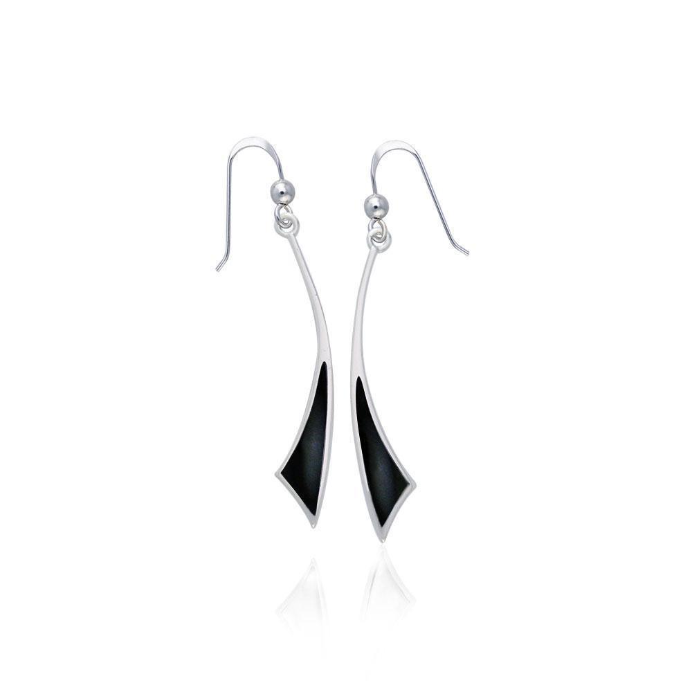 Triangle Cabochon Silver Earrings TER357