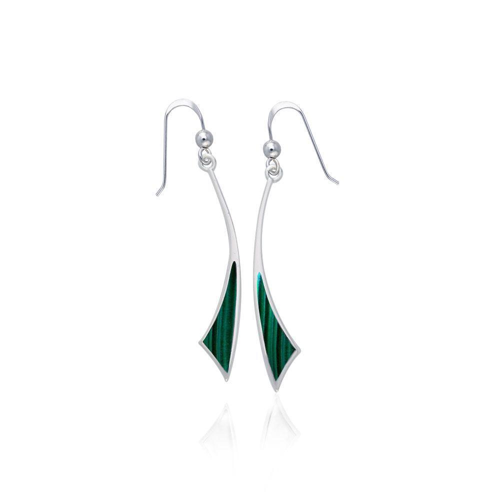 Triangle Cabochon Silver Earrings TER357