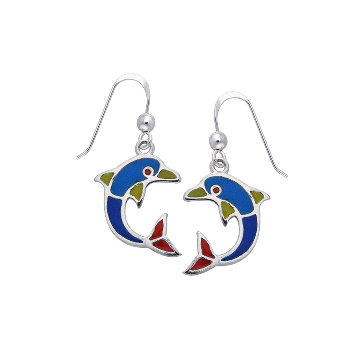 Dolphin Sterling Silver Earrings with Enamel TER424