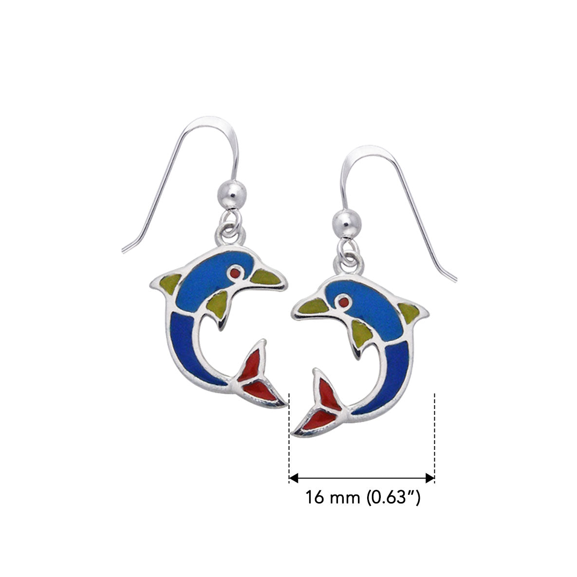 Dolphin Sterling Silver Earrings with Enamel TER424