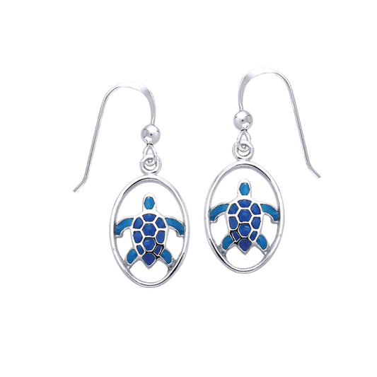Turtle Sterling Silver Earrings with Enamel TER429