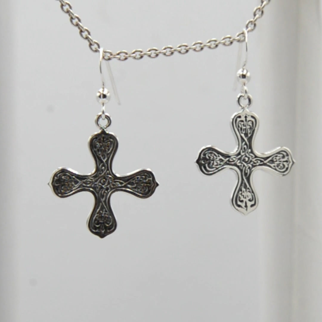 Lightweight Celtic Cross of the Spirit Sterling Silver Earrings TER2254